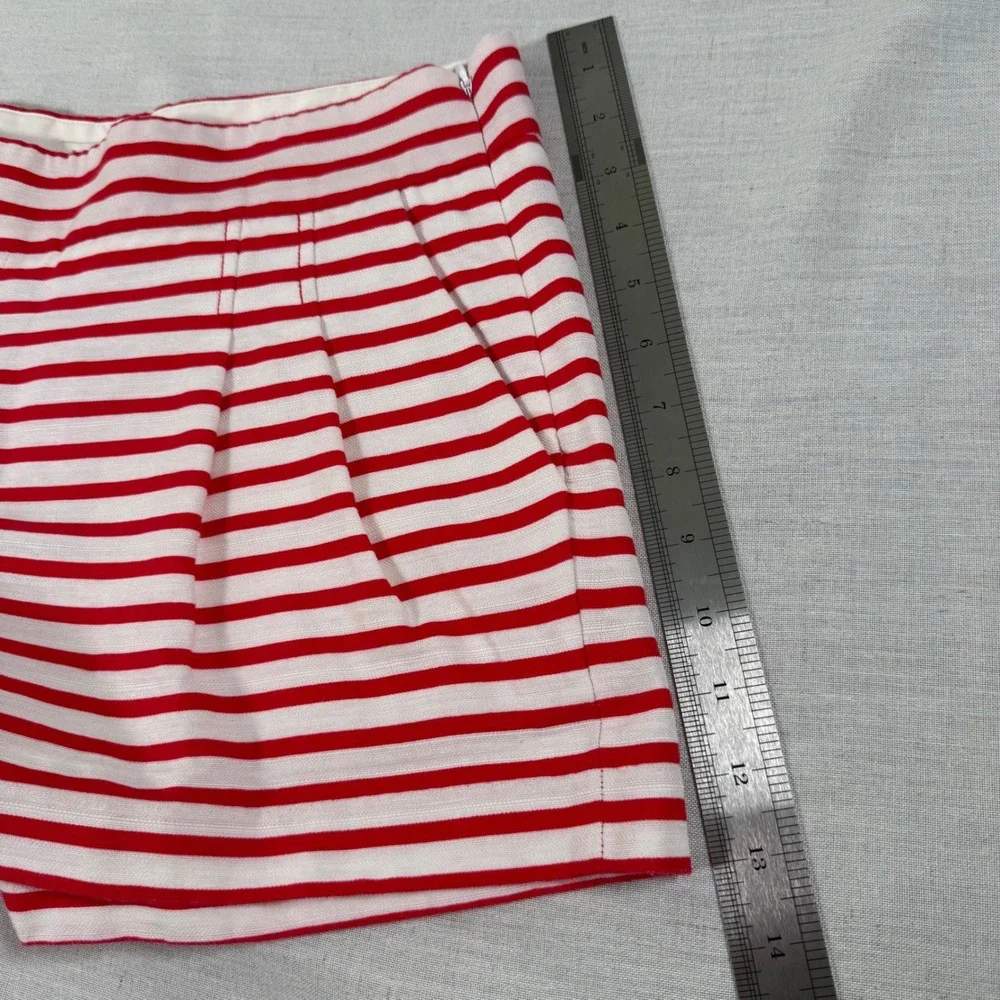 J.Crew Womens Size 10 Red White Striped Cotton Linen Shorts Nautical 46966‎